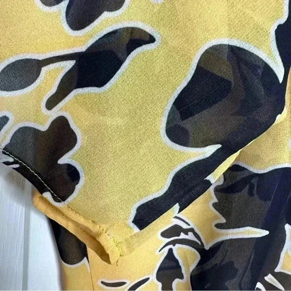 Kimono Sheer  Floral Yellow & Black Size MED/L - Picture 14 of 16